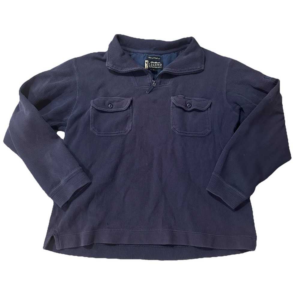 Vintage Eddie Bauer Legend Summit Pullover Cotton Knit Sweater Mens Sz M Blue